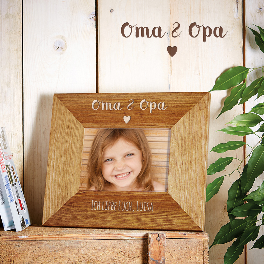 Personalisierter Bilderrahmen - Oma & Opa mit Herz Gravur