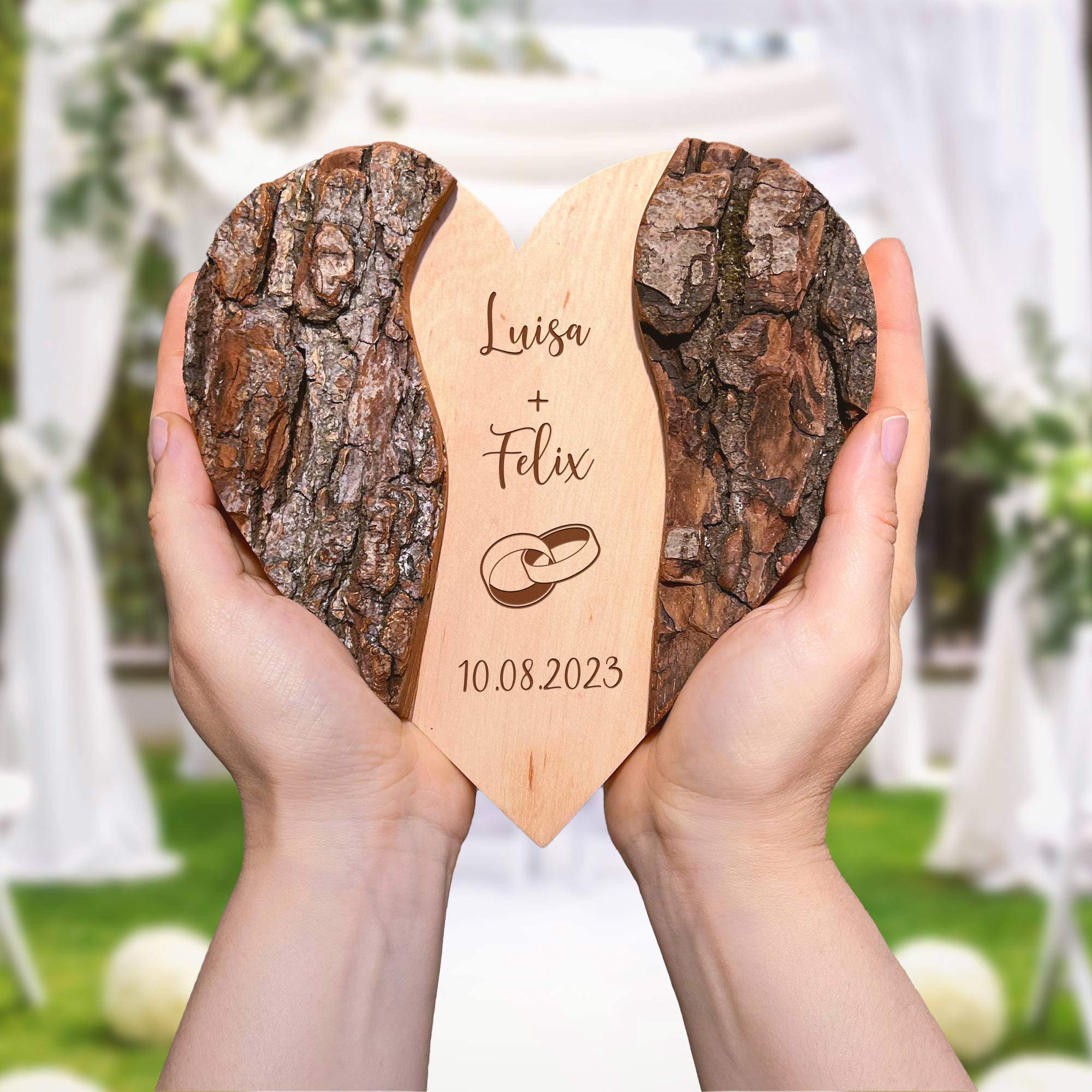 Herz mit Rinde - Hochzeit - Herzen - Personalisiert