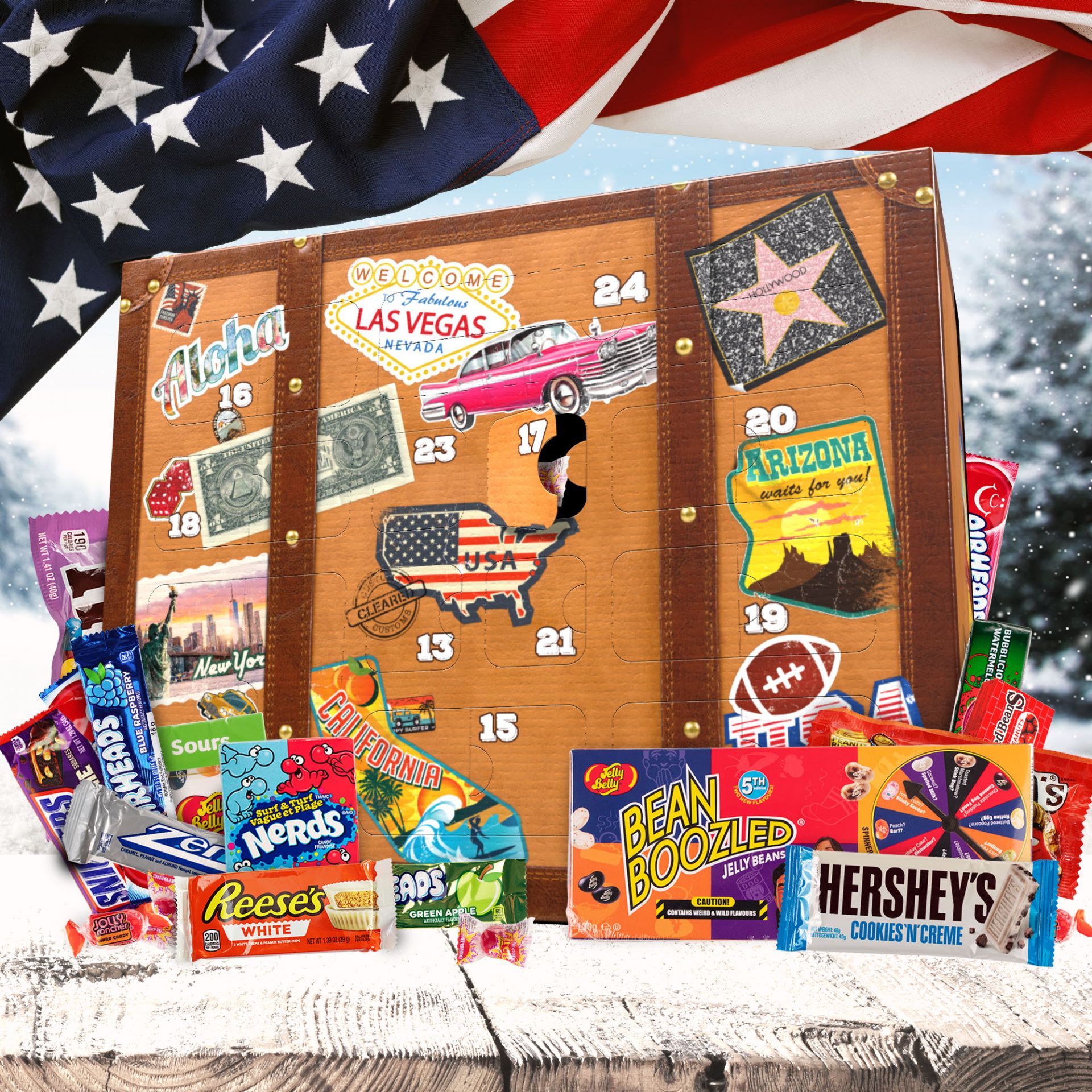 USA Süßigkeiten Adventskalender mit 24 American Sweets